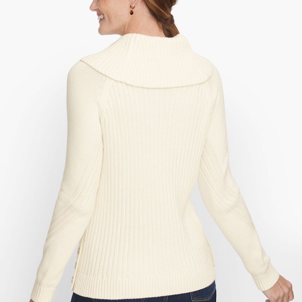 Talbots Split Cowlneck Cable Sweater - image 5